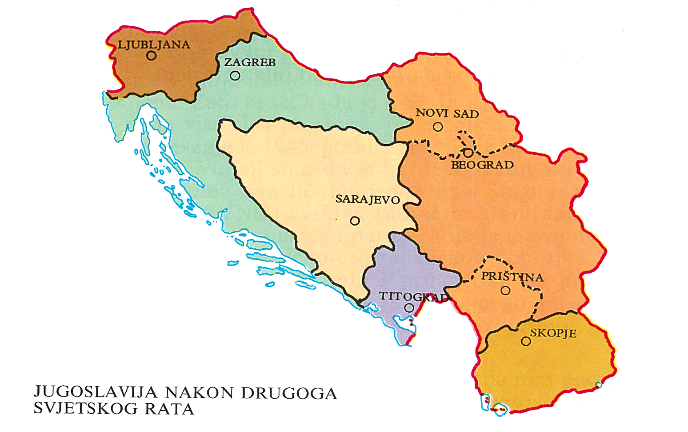 Republika Hrvatska u sastavu FNRJ-a (Federativne narodne republike Jugoslavije)<br /><b><i>Izvor:</i></b> <i>Ljubo Boban Hrvatske granice 1918. – 1993., Školska knjiga, Zagreb, 1993.</i><br />Svi su okupirani teritoriji i oduzeti Rapalskim i Rimskim ugovorima vraćeni, a granice su Badinterovom komisijom priznate kao međunarodne granice Republike Hrvatske. 
